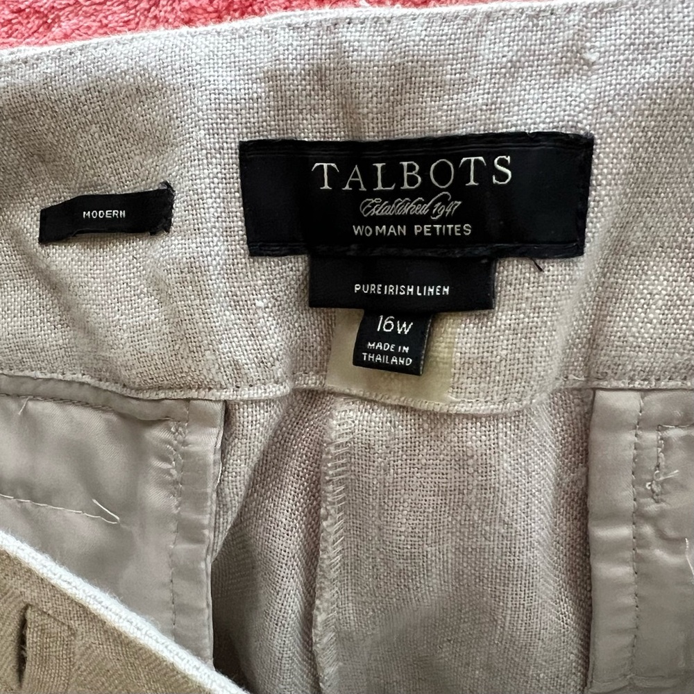Talbots Capris Pure Irish Natural Linen Capris Pants Women’s Size 16WP - Picture 5 of 8